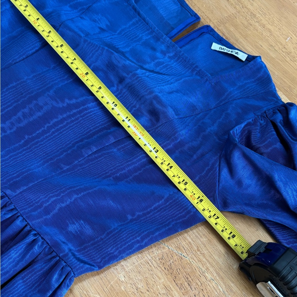 BATSHEVA blue puff long sleeve tiered cocktail dress S - Picture 5 of 7